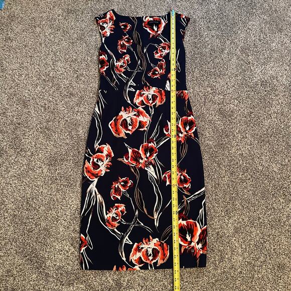 Ivanka Trump navy blue floral midi dress size 10 - Picture 10 of 12